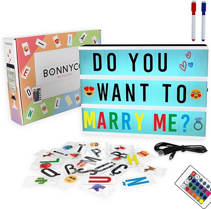 Cinema Light Box Color Changing with 300 Letters & Emojis, Remote Control & 2 Markers - BONNYCO |... | Amazon (US)