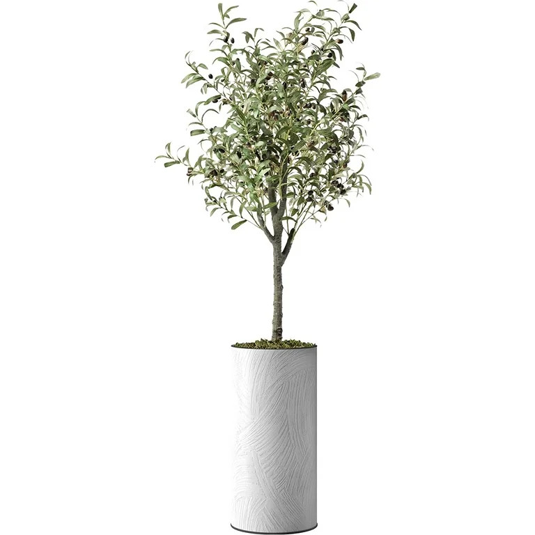 Artificial Tree in White Marble Effect Planter, Fake Olive Silk Tree for Indoor and Outdoor Home ... | Walmart (US)