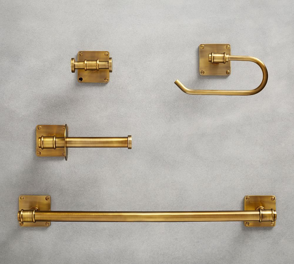 Brass Harley Bath Hardware, Set of 4 with 18" Towel Bar | Pottery Barn (US)