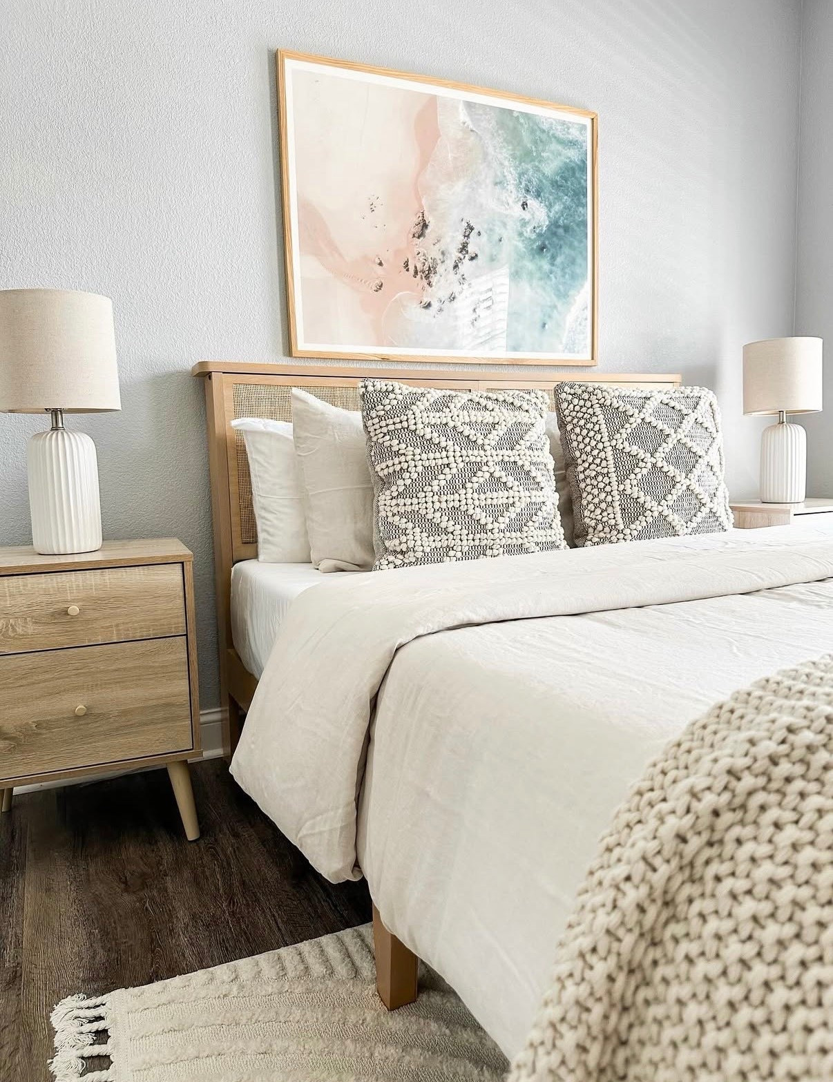 Coastal bedroom

Rattan bed from Wayfair
Boho cream area rug from Wayfair

Linen duvet cover 
Luxurious bamboo bed sheets 

#LTKHome #LTKmorningroutine #LTKSaleAlert