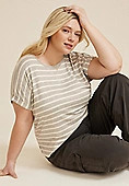 Plus Size 24/7 Clara Striped Short Sleeve Tee | Maurices