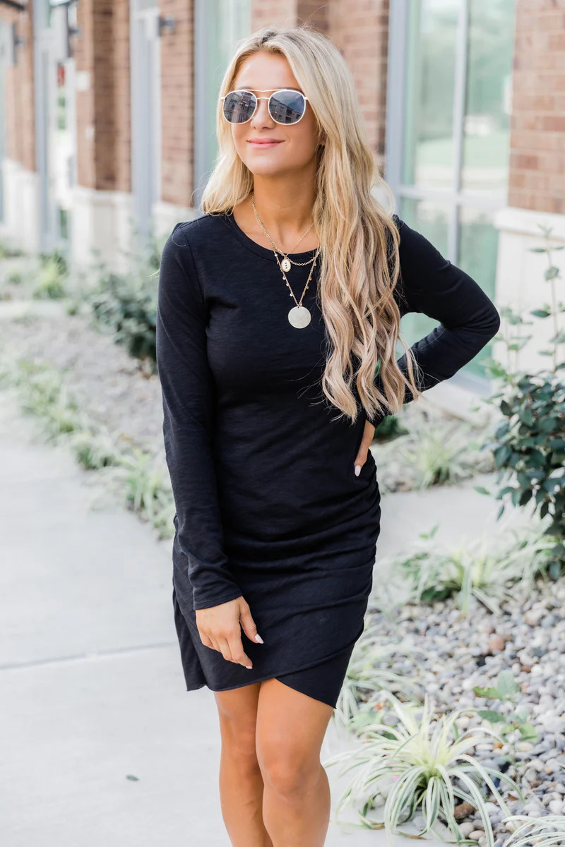 Sure To Fall In Love Black Dress | The Pink Lily Boutique