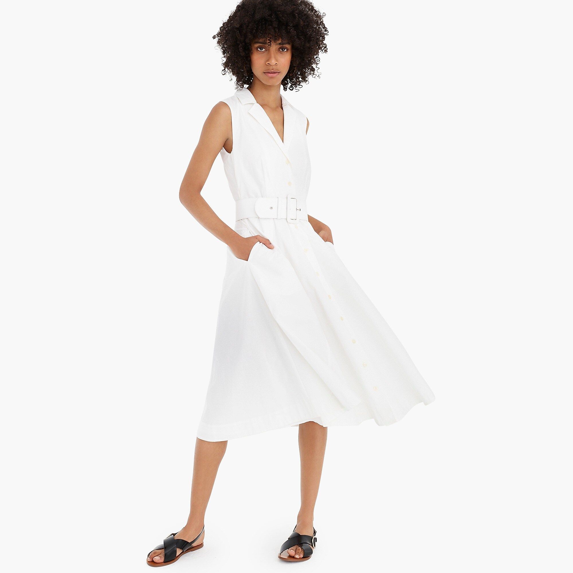 A-line sleeveless shirtdress with removable belt | J.Crew US