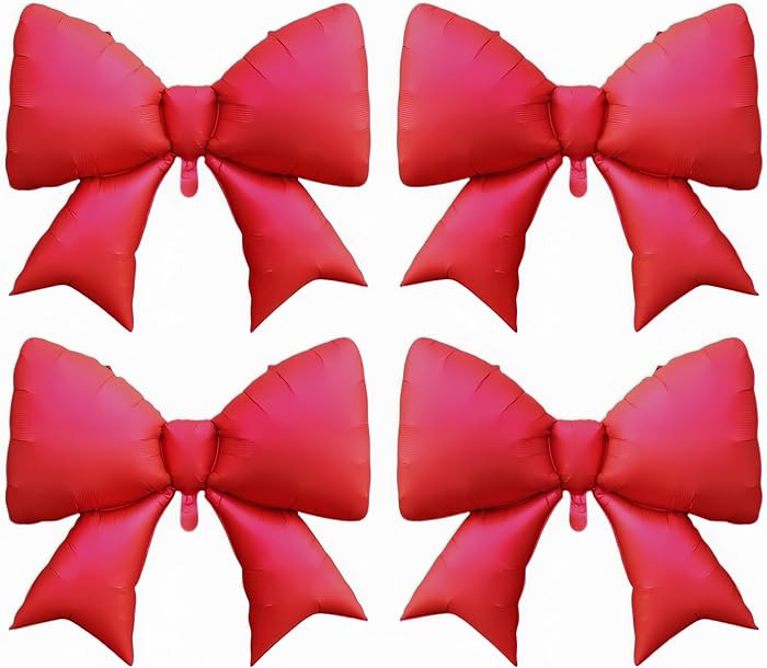 4 Pcs Giant Red Bow Balloons 38 Inch/coquette Red Bowknot Ribbons Balloon/Bow-Knot Foil Balloons ... | Amazon (US)