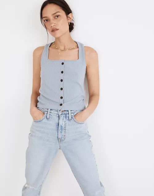 Ribbed Button-Front Crop Tank | Madewell