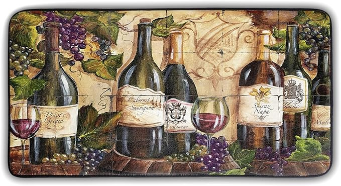 Grapes Wine Rugs for Kitchen Floor 39x20 Inch Wine Bottle Rugs Absorbent Kitchen Mat and Rug for ... | Amazon (US)