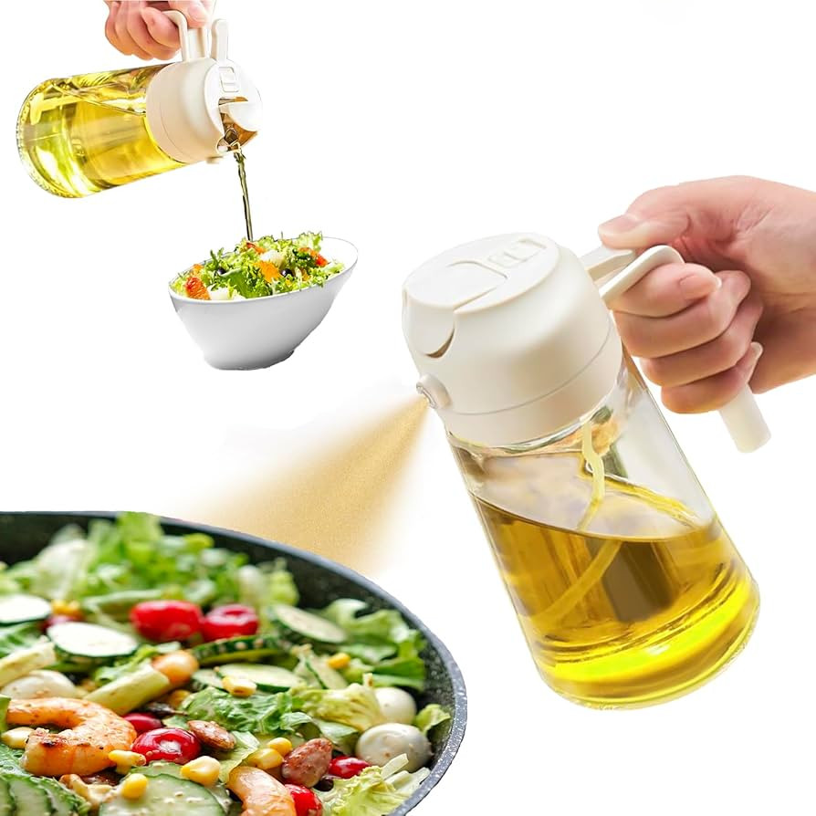 Oil Sprayer for Cooking,2 in 1 Olive Oil Dispenser and Oil Sprayer 470ml Olive Oil Spritzer,Oil S... | Amazon (US)
