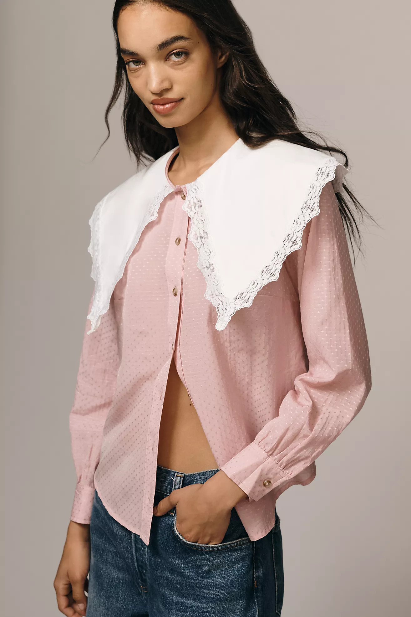 By Anthropologie Oversized Collar Blouse | Anthropologie (US)