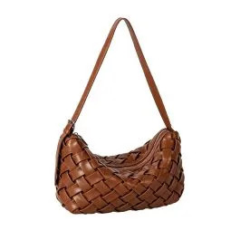 Timeless Woven Texture Shoulder Bag in Brown for City Strolls & Theatre Events | Chicwish
