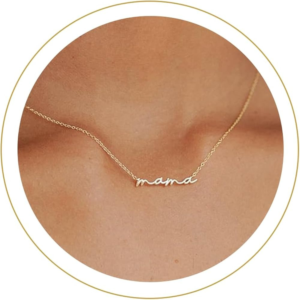 Moodear Mothers Day Gifts Mama Pendant Necklaces for Women - Dainty Small 18K Gold Plated Mom Nec... | Amazon (US)