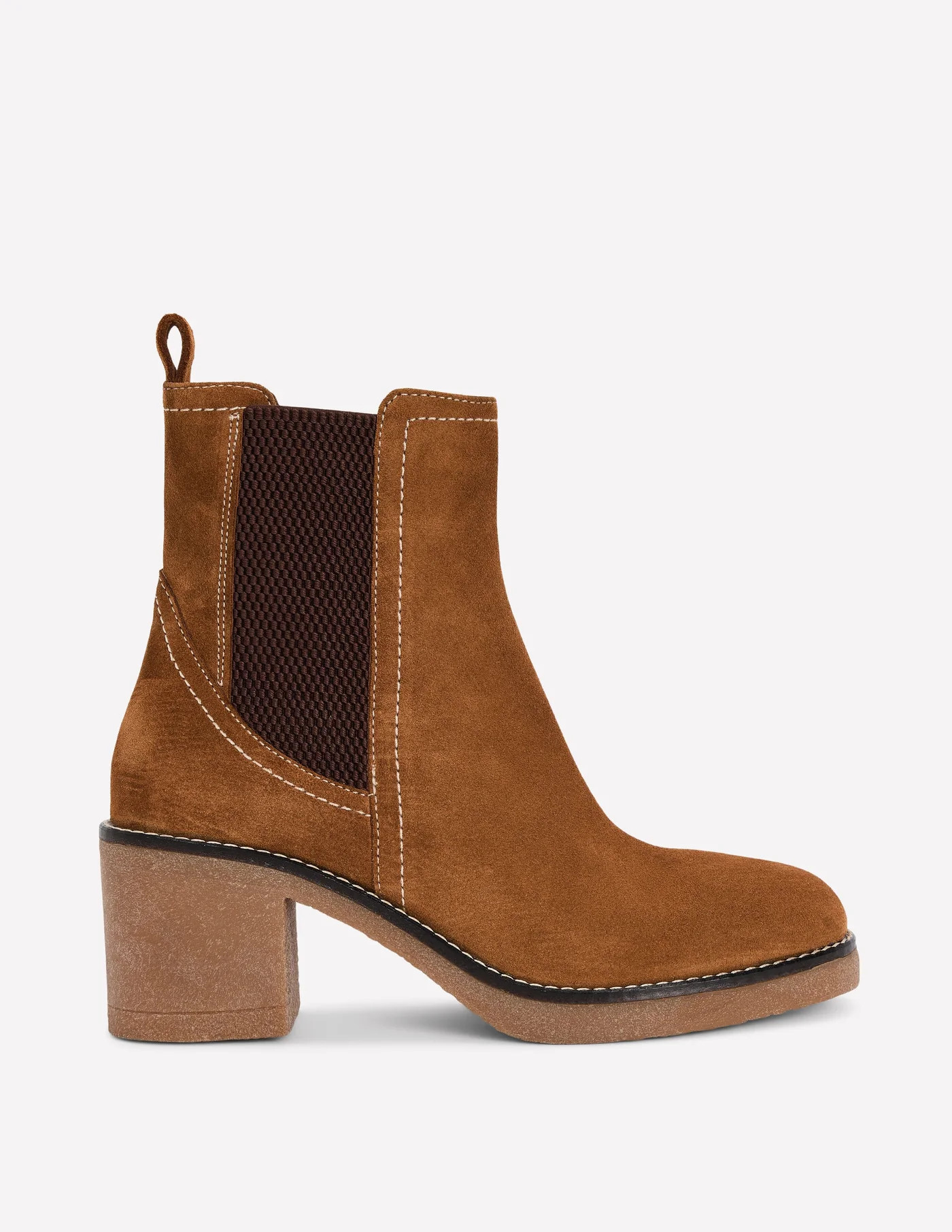 Heeled Crepe Chelsea Boots-Golden Brown | Boden (US)
