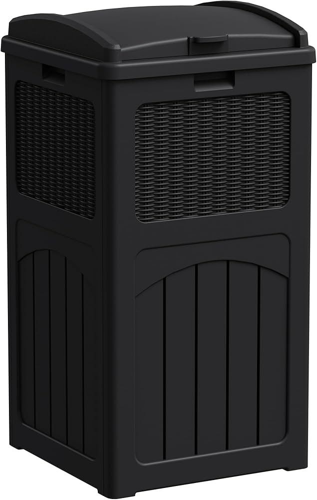 Greesum 33 Gallon Outdoor Trash Can with Lid, Waterproof Resin Garbage Bin for Hideaway, Deck, Pa... | Amazon (US)