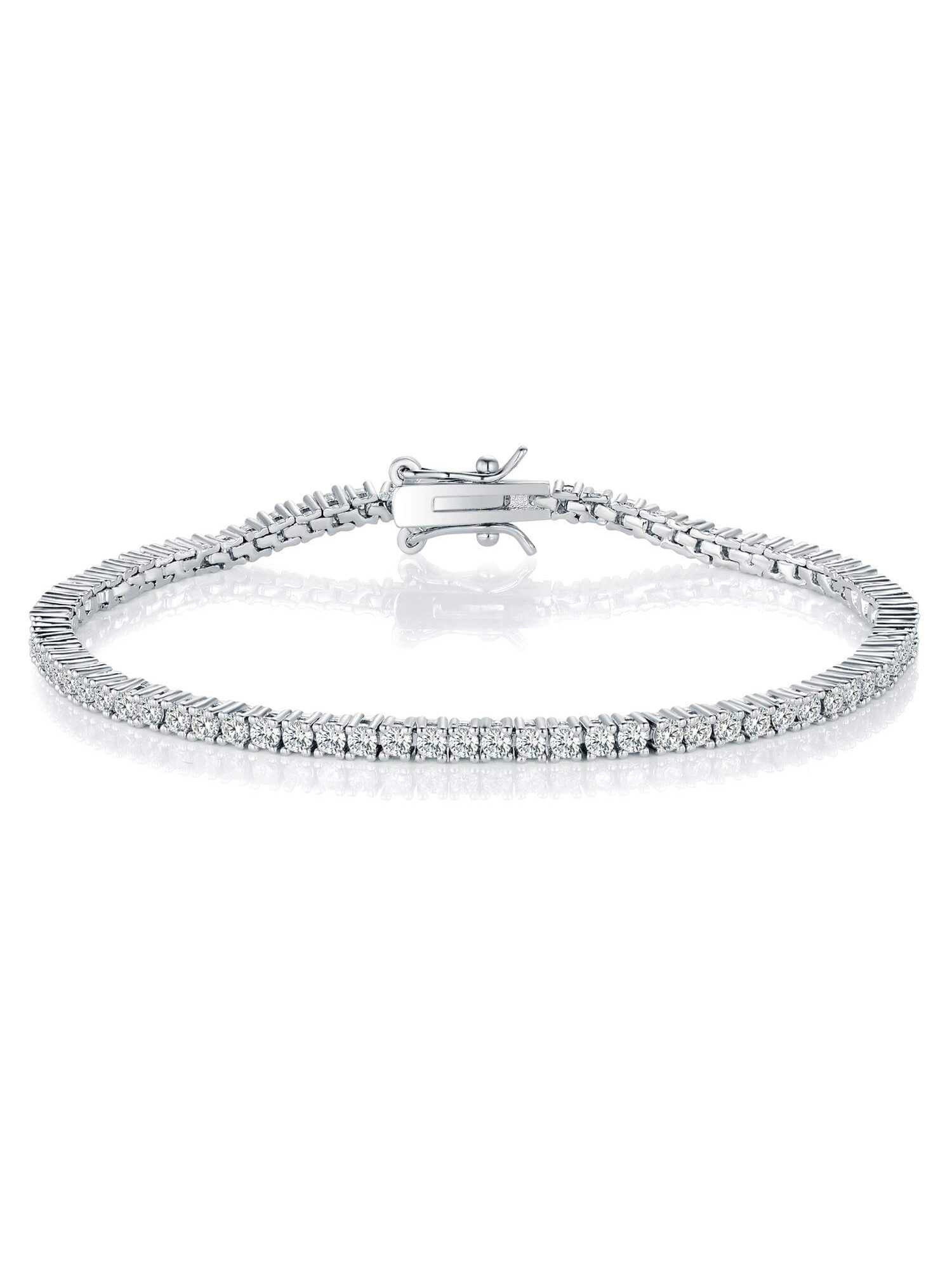 VOLUKA 1pc Fashionable All-Match White/Gold Plated 2.0mm Zirconia Tennis Bracelet | SHEIN