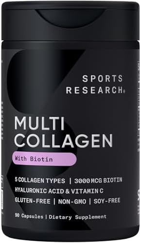 Sports Research® Biotin-Infused Collagen Peptides Complex with Hyaluronic Acid – 5 Multi Colla... | Amazon (US)