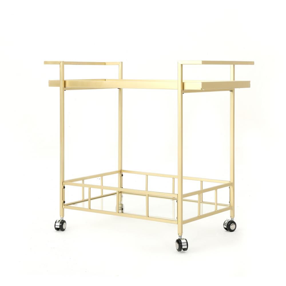 Noble House Selby Industrial Gold Iron and Glass Patio Serving Cart 40807 - The Home Depot | The Home Depot