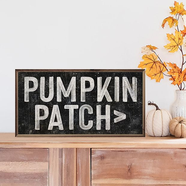 Pumpkin Patch Arrow Black Framed Sign | Antique Farm House