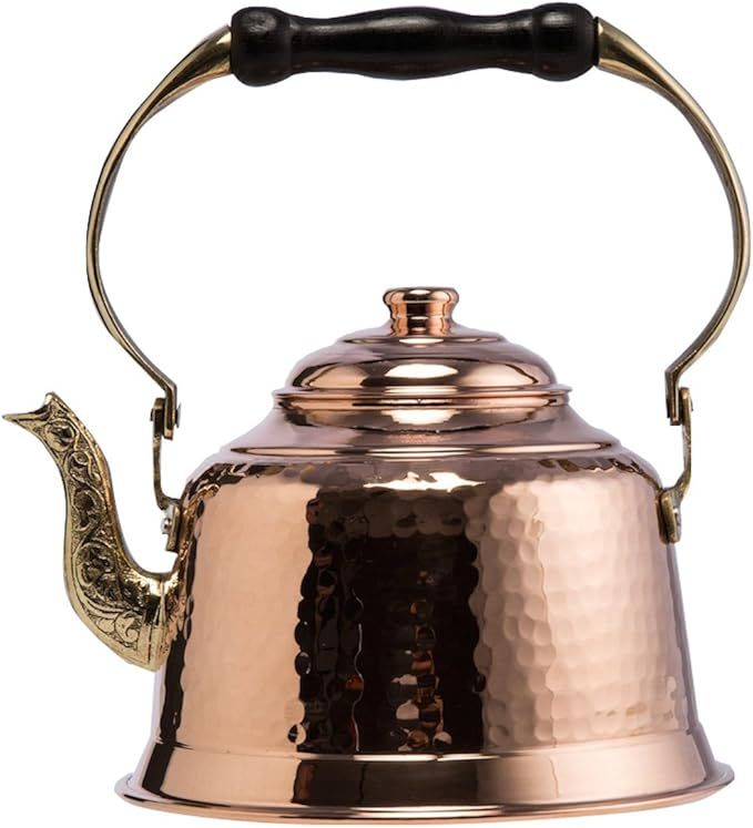 DEMMEX Heavy Gauge 1mm Thick Hammered Copper Tea Pot Kettle Stovetop Teapot (1.6-Quart) | Amazon (US)