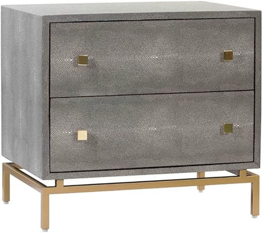 TOV Furniture Pesce Shagreen Modern Textured 2 Drawer Bedroom Nightstand, 25" Grey | Amazon (US)