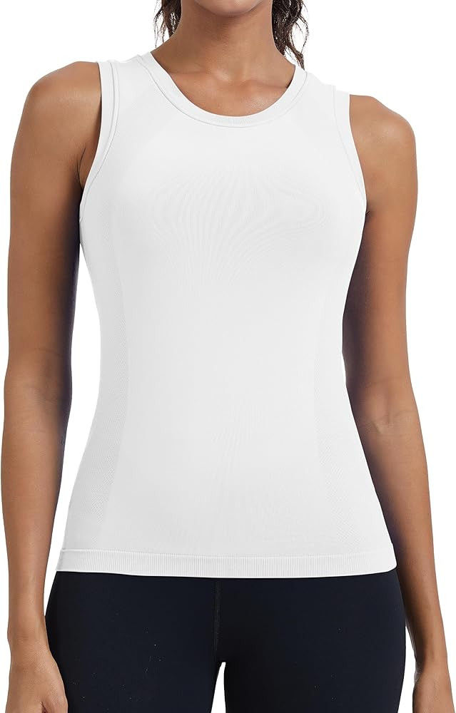 MathCat Women's Seamless Workout Tank Tops with Built in Bra, Sleeveless Padded Athletic Yoga Shi... | Amazon (US)