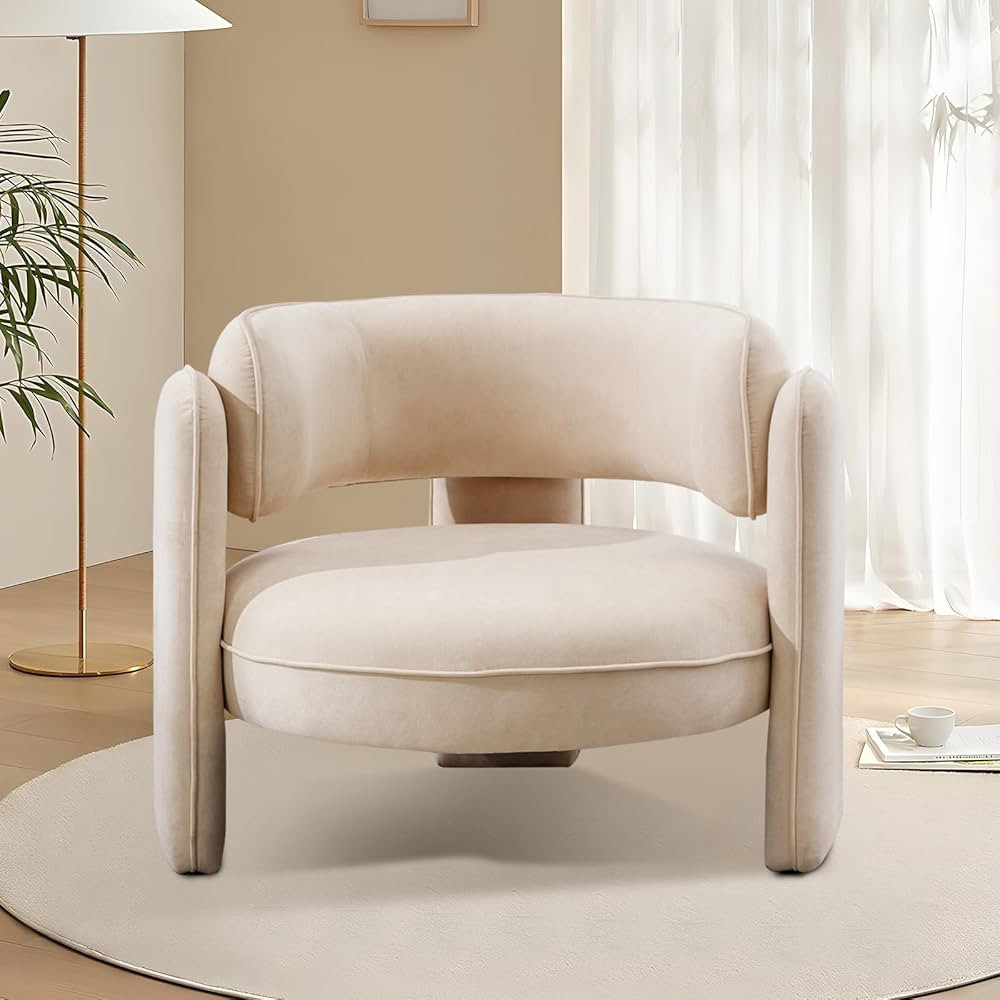 INZOY Mid Century Modern Accent Barrel Chair with Velvet Fabric, Comfy Upholstered Accent Armchai... | Amazon (US)