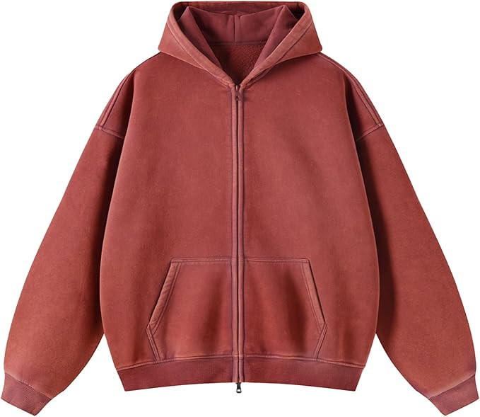 Womens Fleece Hoodies Sweatshirt Double Zip Up Oversized Acid Wash Cotton Hoodies Vintage Winter ... | Amazon (US)