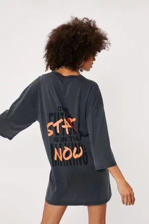 Future Making Back Graphic T-shirt Dress | Nasty Gal (US)