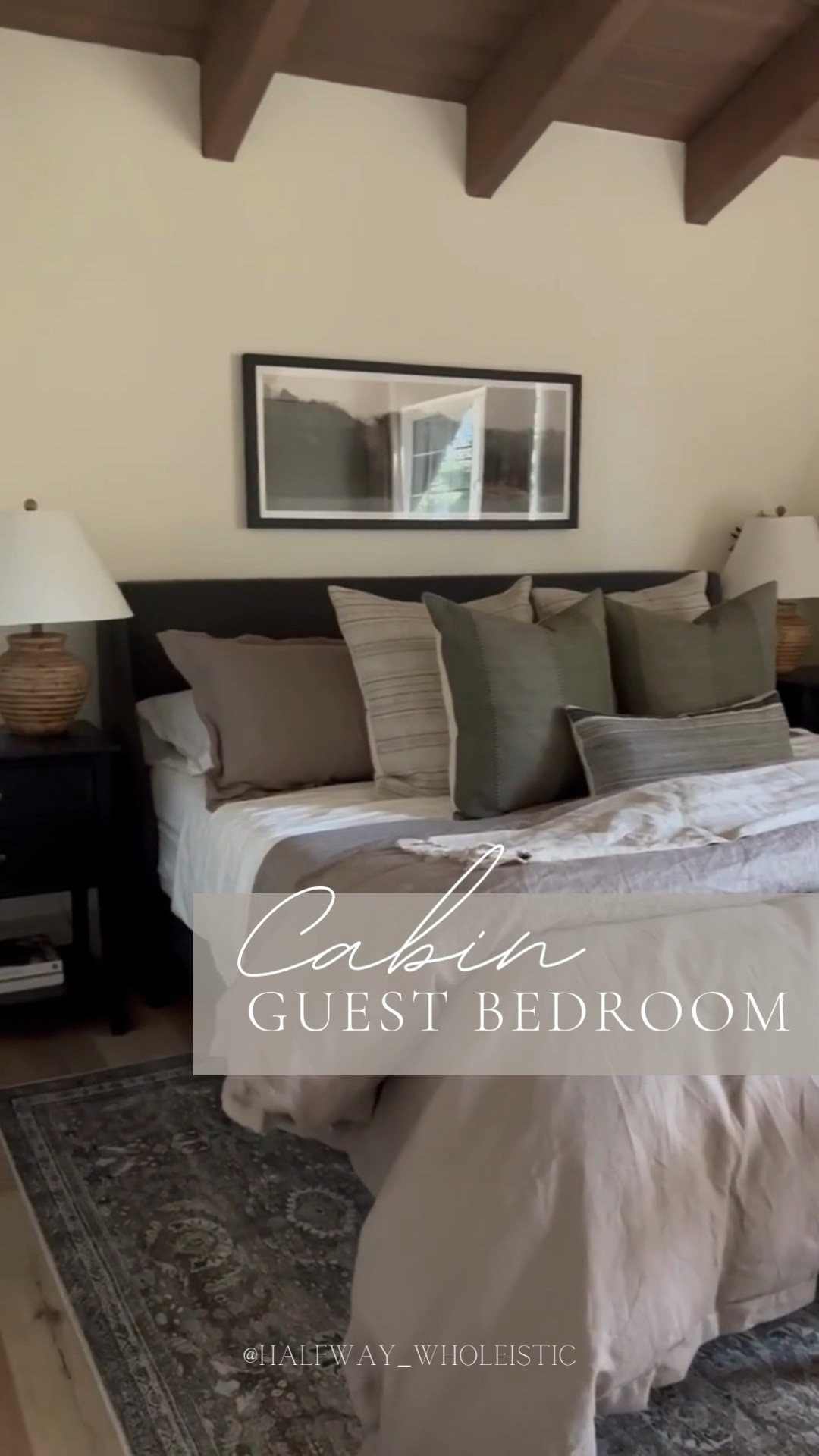 A peek into our cabin guest bedroom at the lake house. The upholstered bed is on major sale right now! 

#wayfair #cabinretreat #guestroom #cabindecor #bedding 

#LTKsalealert #LTKhome #LTKFind