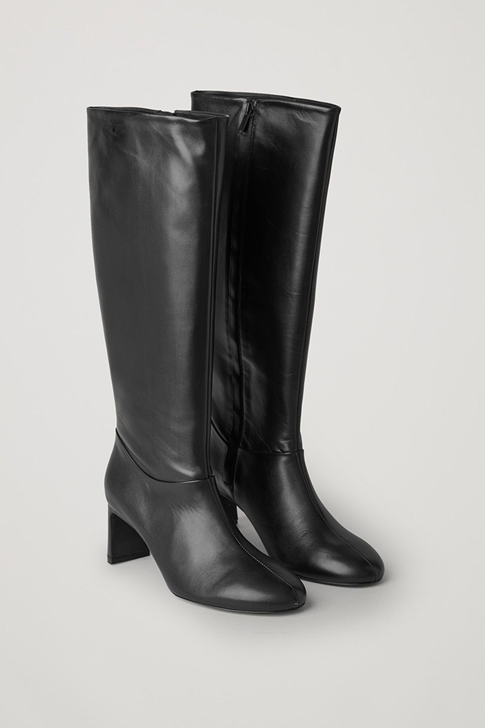 KNEE HIGH HEELED LEATHER BOOTS - Black - Boots - COS US | COS (US)