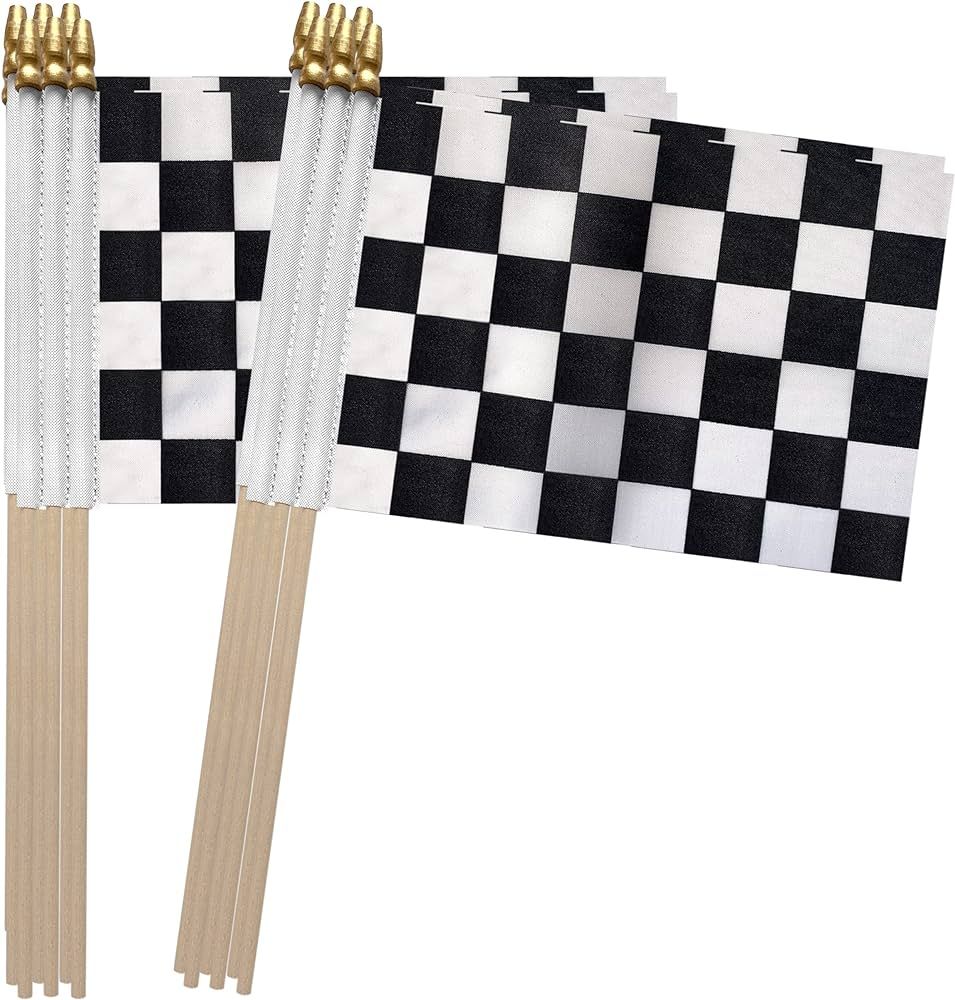 Checkered Black and White Racing Stick Flag Small Mini Hand Held Race Car Flags Party Decorations... | Amazon (US)
