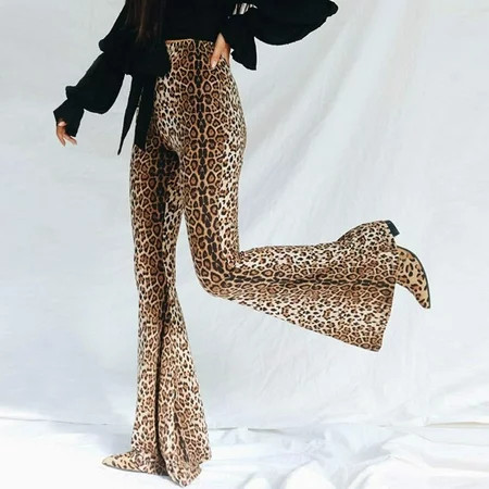 Women s Pant Women Animal Print Look Women Long Leopard Leopard Pants High Waist Pants Brown S | Walmart (US)