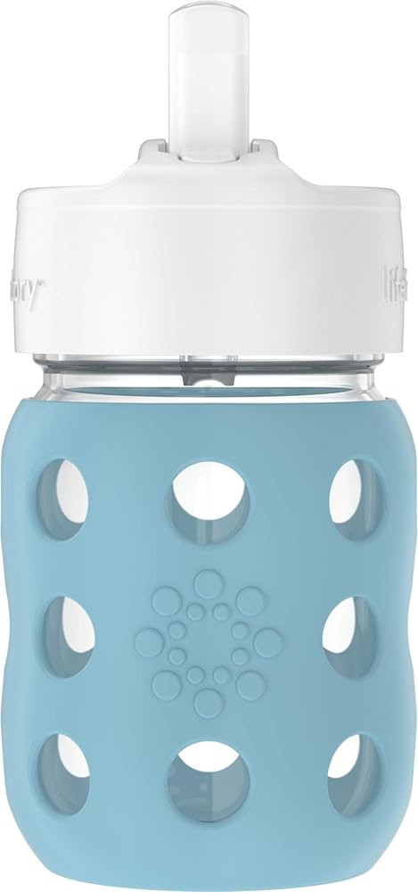 Lifefactory 8-Ounce Wide Neck Glass Baby Bottle with Protective Silicone Sleeve and Pivot Straw C... | Amazon (US)