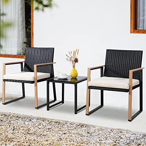 Meilocar 3 Piece Patio Set Outdoor Wicker Patio Furniture Sets Rattan Chair Conversation Sets Wic... | Amazon (US)