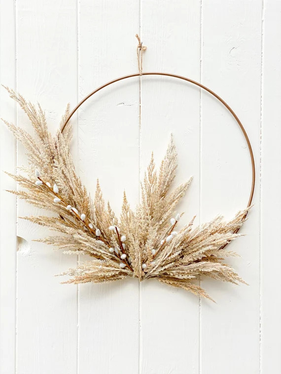 Pampas Grass Wreath Fall Wreath Hoop Wreath Boho Wreath | Etsy | Etsy (US)
