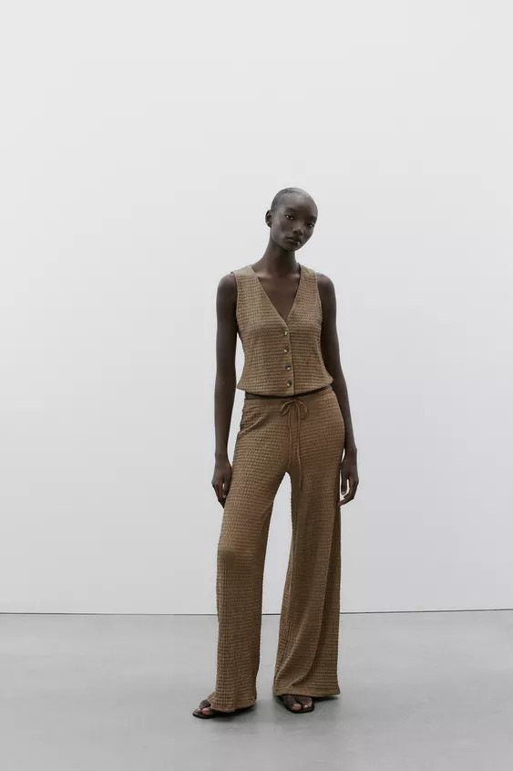 TEXTURED STRAIGHT-FIT TROUSERS | Zara UK
