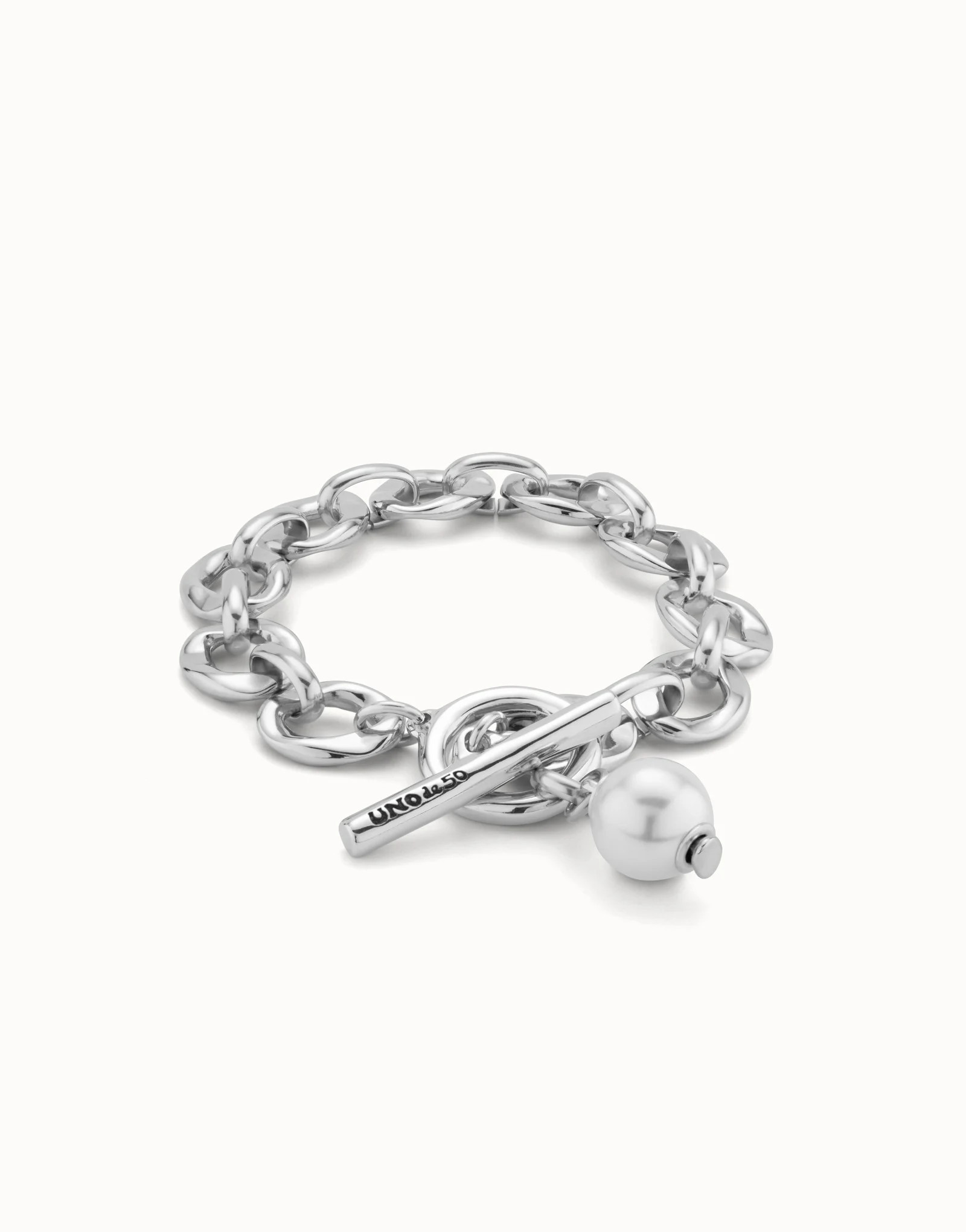 Large link chain bracelet with a pearl | UNOde50