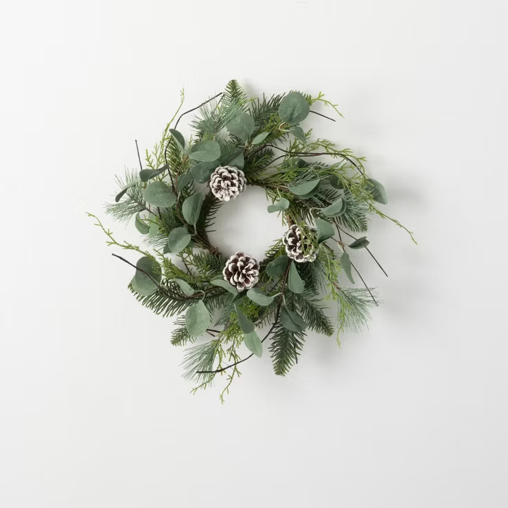 Artificial Pine And Eucalyptus Mini Accent Wreath Multicolor 16"H | Target