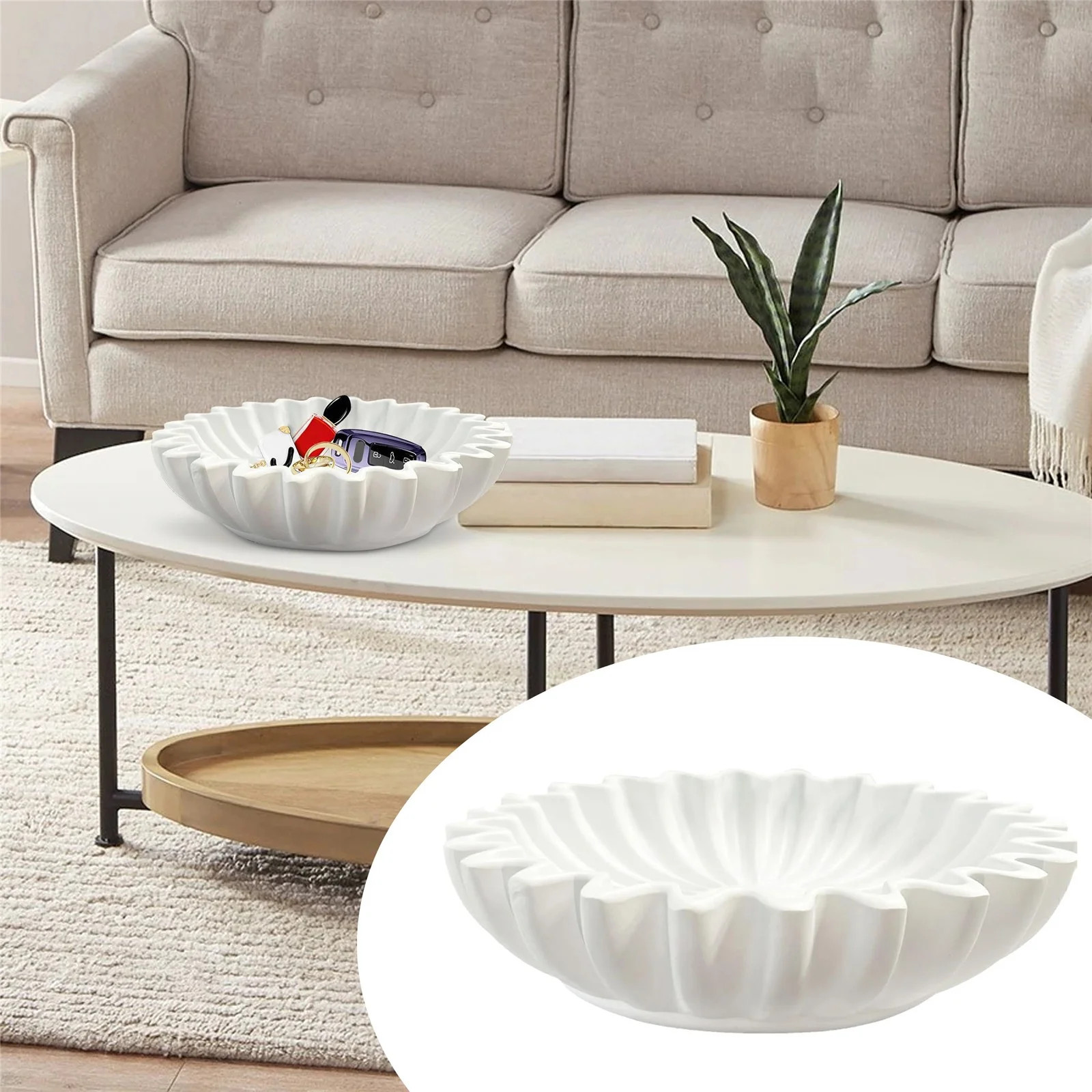 Dinmmgg Living Room Decor Fluted Ruffled Decorative Bowl Antique Scallop Bowl Fruit Bowl Vintage ... | Walmart (US)