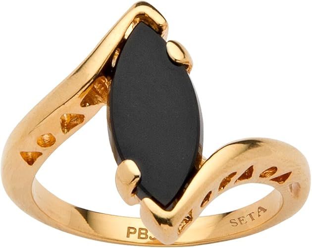 PalmBeach Jewelry 18K Yellow Gold Plated or Sterling Silver Marquise Shaped Natural Black Onyx By... | Amazon (US)