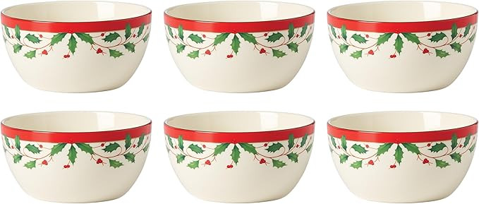Lenox 893492 Holiday 6-Piece Dessert Bowl Set, Christmas Dinnerware, Hosting | Amazon (US)