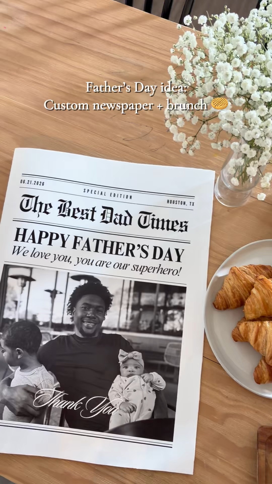 The sweetest Father’s Day breakfast setup 🤍📰 Sharing all the details from our custom newspaper brunch surprise, including the glassware, florals, breakfast pieces, and cozy hosting touches.

#LTKmomlife #LTKHome #LTKSeasonal