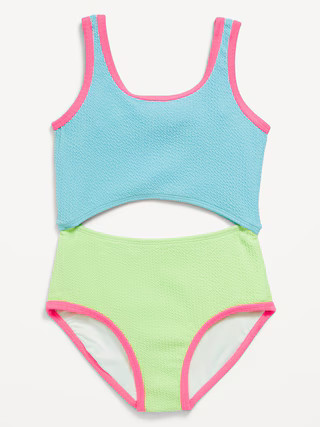 Textured Jacquard Cutout One-Piece Swimsuit for Girls | Old Navy (US)