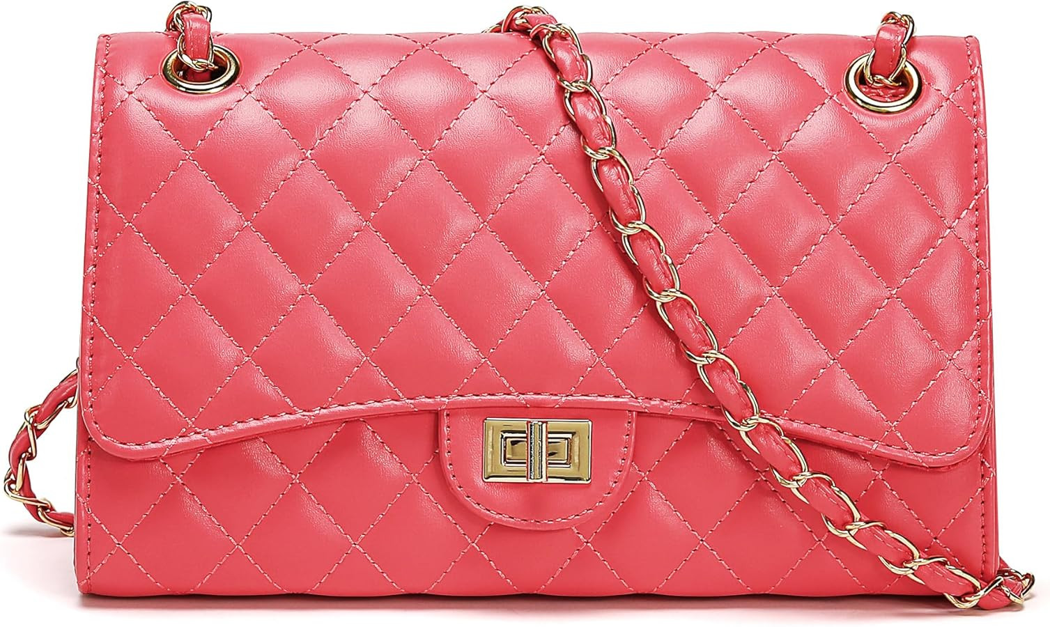 Quilted Crossbody Purse for Women Trendy Ladies Shoulder Bag with Chain Strap PU Leather Cross Bo... | Amazon (US)