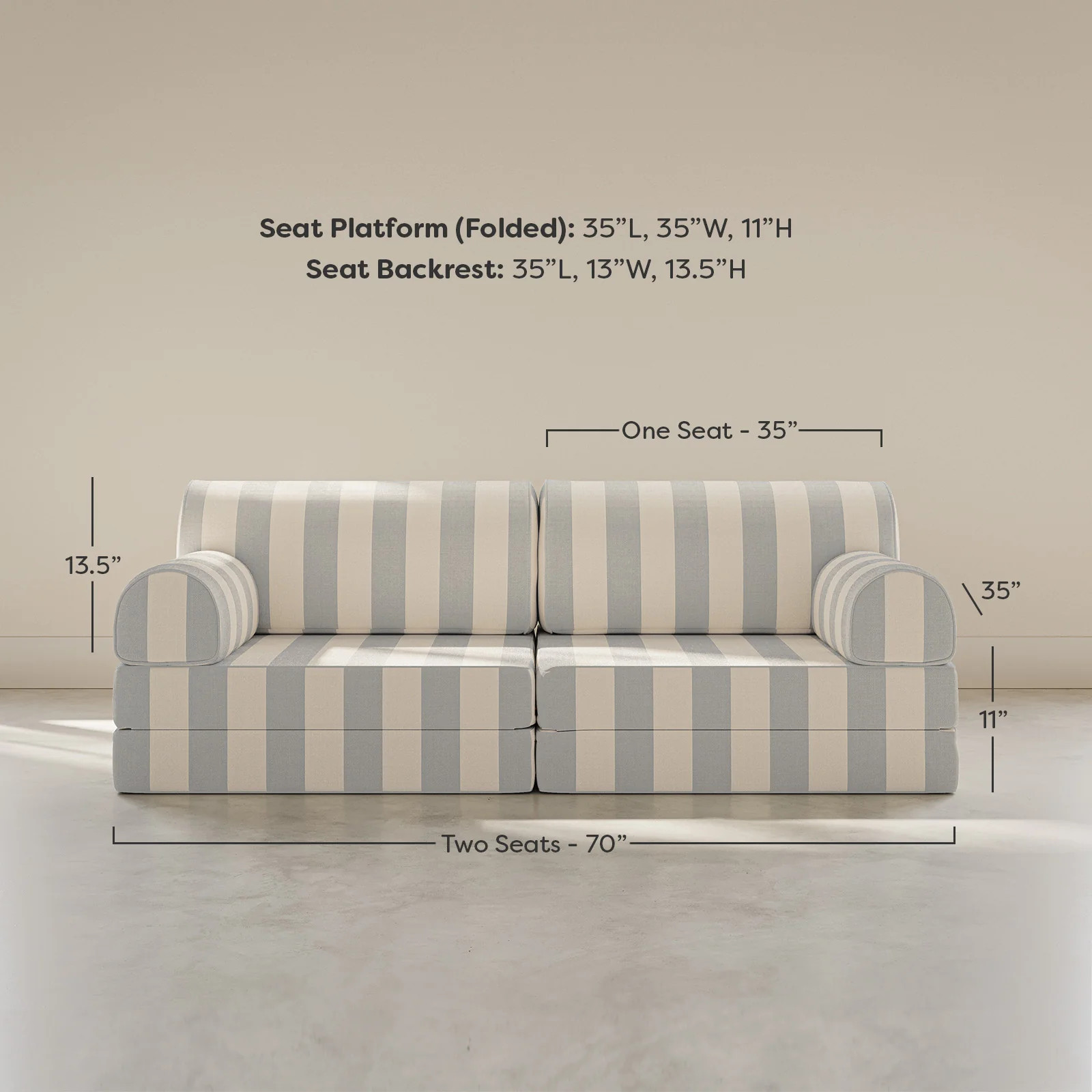 Sky Blue and White Striped Modular Couch | Harlan | House of Noa | House of Noa