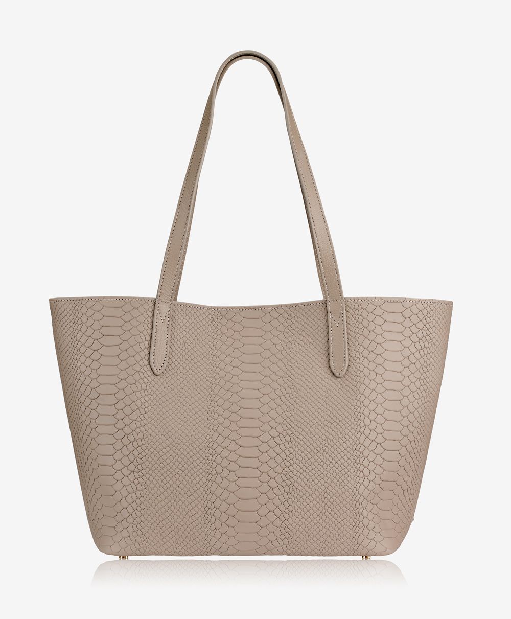 Teddie Tote Bag Stone Embossed Python Leather | GiGi New York