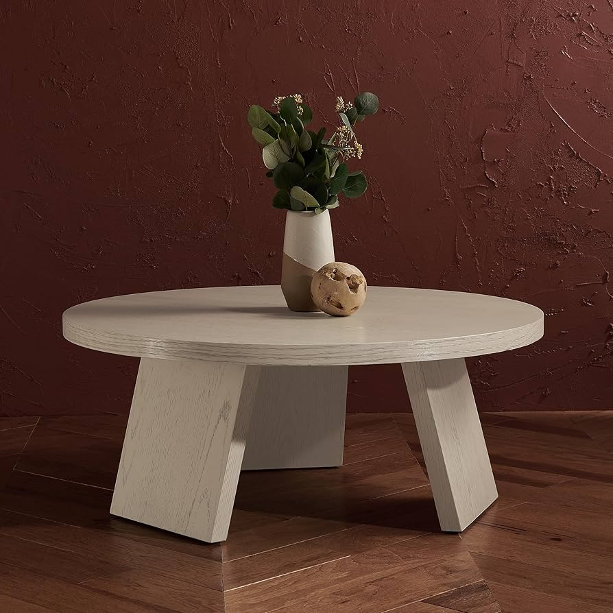 SAFAVIEH Couture Collection Julianna Mid-Century Modern White Washed Round Coffee Table | Amazon (US)