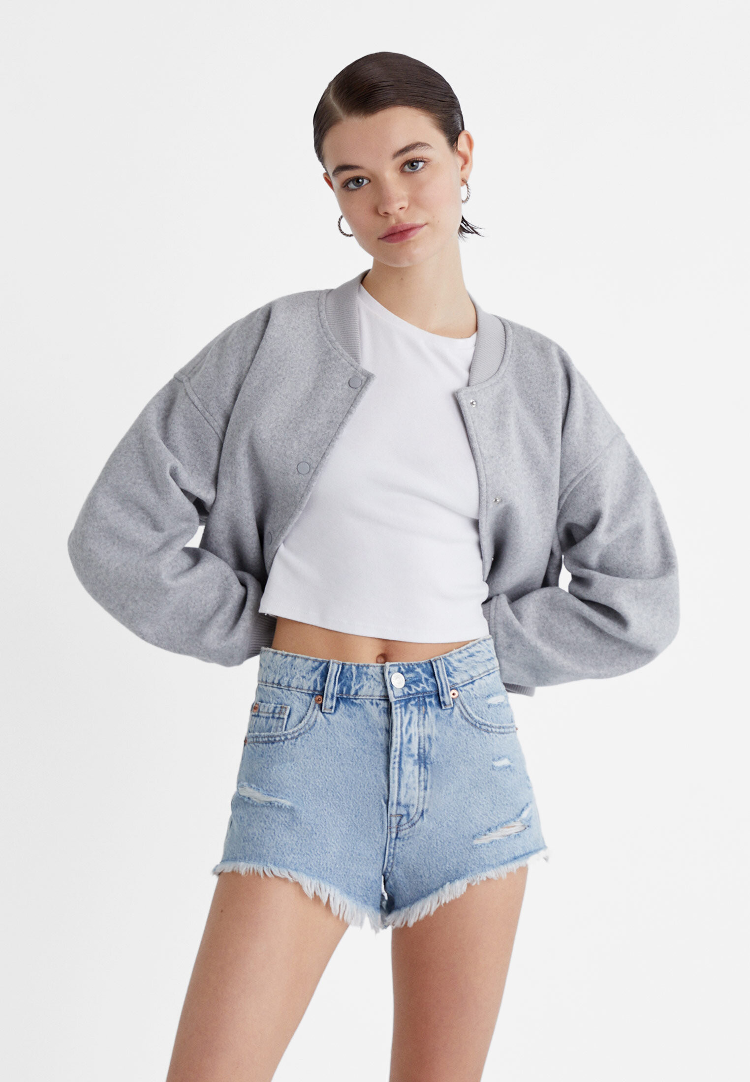 Denim micro shorts - Women's fashion | Stradivarius United Kingdom | Stradivarius (UK)