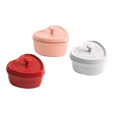 Staub Ceramic 3-Pc Mini Heart Cocotte Set - Cherry, Pink, White | Wayfair North America