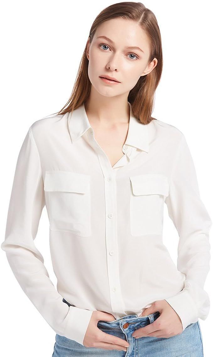 LilySilk Silk Shirts for Women 100% Long Sleeve Ladies Shirts 18 Momme Silk Tops | Amazon (US)