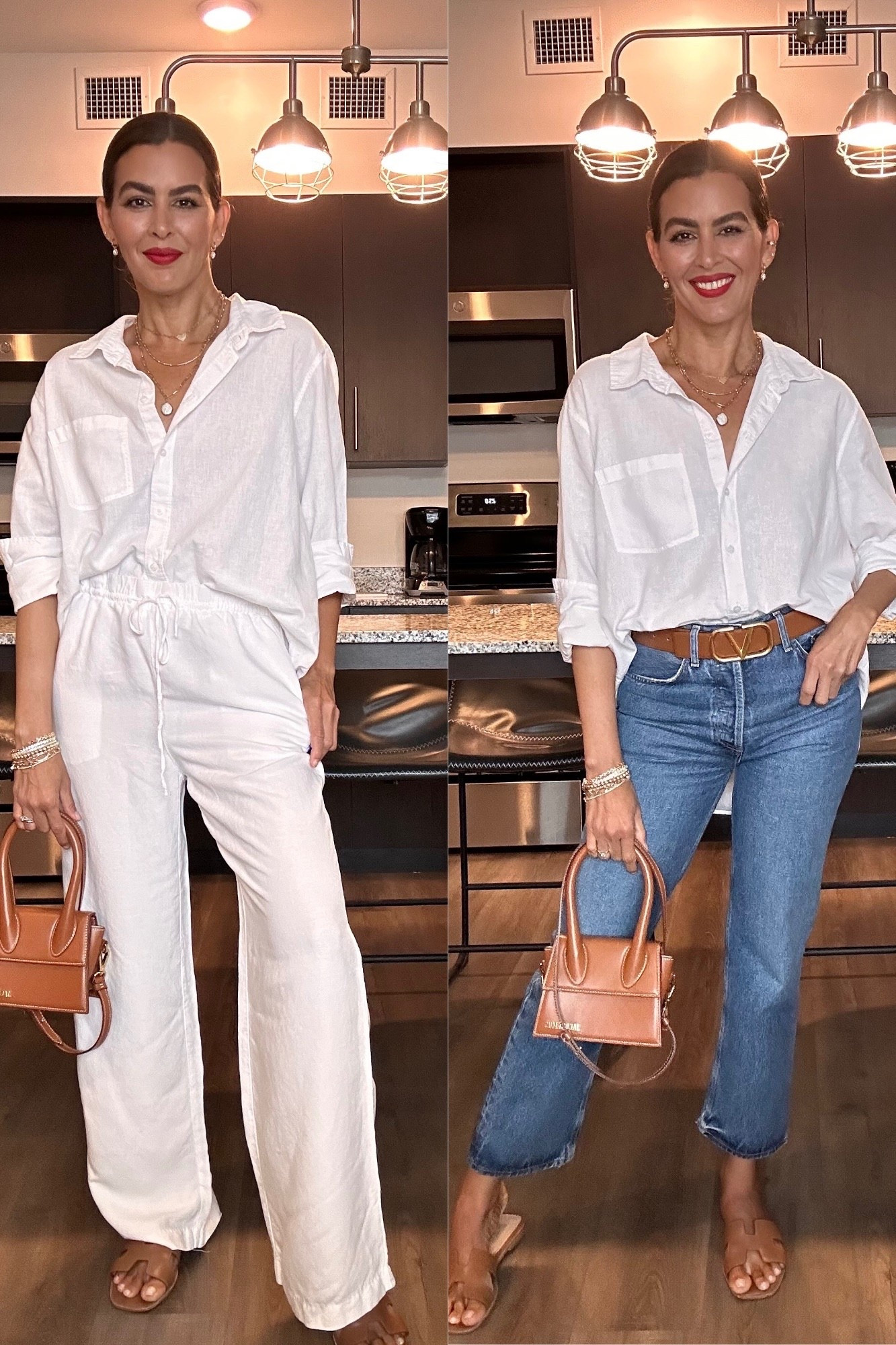 ‼️Linen shirt 2 ways! Wearing a size L in the shirt & M in the linen pants for an oversized look. Jeans in size 25. Lipstick is Ruby woo. #LTKVideo
 I am 5’7” | 130 pounds, usually size s

#LTKFindsUnder50 #LTKOver40 #LTKSeasonal