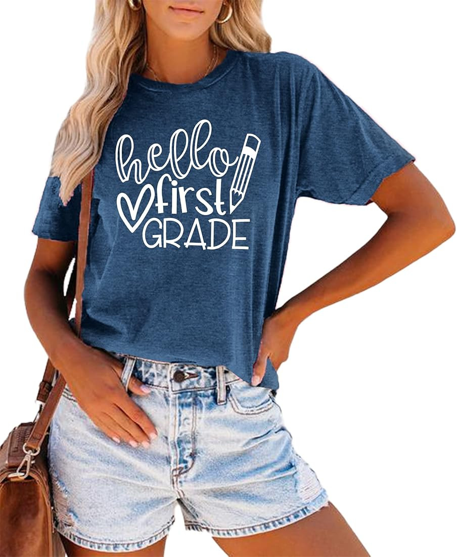 Teacher T Shirt for Women Funny Teaching Heart Graphic Tee Tops Teacher Day Gift Shirts | Amazon (US)
